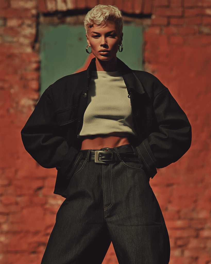 A woman model looking at the camera